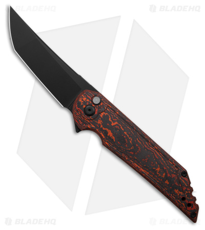 Jake Hoback Kwaiback Button Lock Knife Orange Mars Valley Fat Carbon (3.75" DLC)