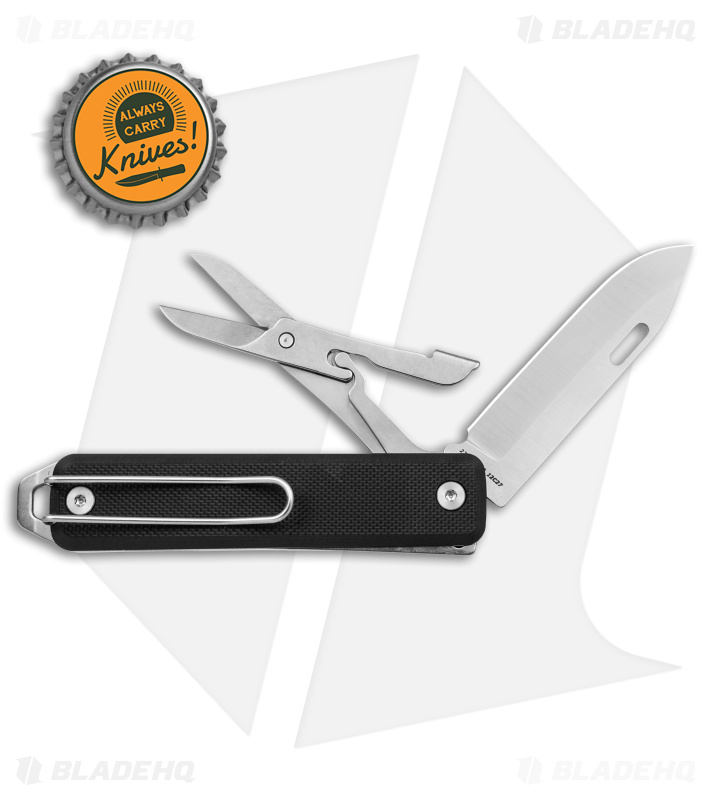 The James Brand The Ellis Lockback Knife & Tool w/Scissors Black (2.75" Plain)