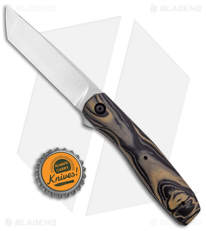Jason Clark Custom Scar Tanto Flipper Black/Brown Marbled G-10 (3.4" Satin)
