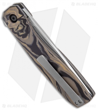 Jason Clark Custom Scar Tanto Flipper Black/Brown Marbled G-10 (3.4" Satin)