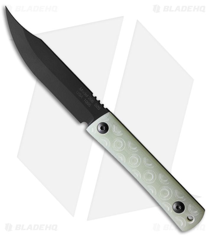 Jason Perry Blade Works Bushcraft Fixed Blade Knife Jade G-10 (4.75" Black)