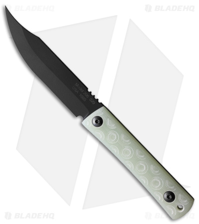 Jason Perry Blade Works Bushcraft Fixed Blade Knife Jade G-10 (4.75" Black)