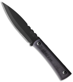 Jason Perry Blade Works Hunter Fixed Blade Spear Knife Black Mic (5" Black) 506