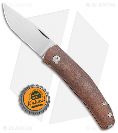 Jens Anso Knives Custom Casino Slip Joint Knife Copper w/ Ti (2.6" Satin)