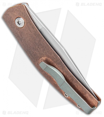 Jens Anso Knives Custom Casino Slip Joint Knife Copper w/ Ti (2.6" Satin)