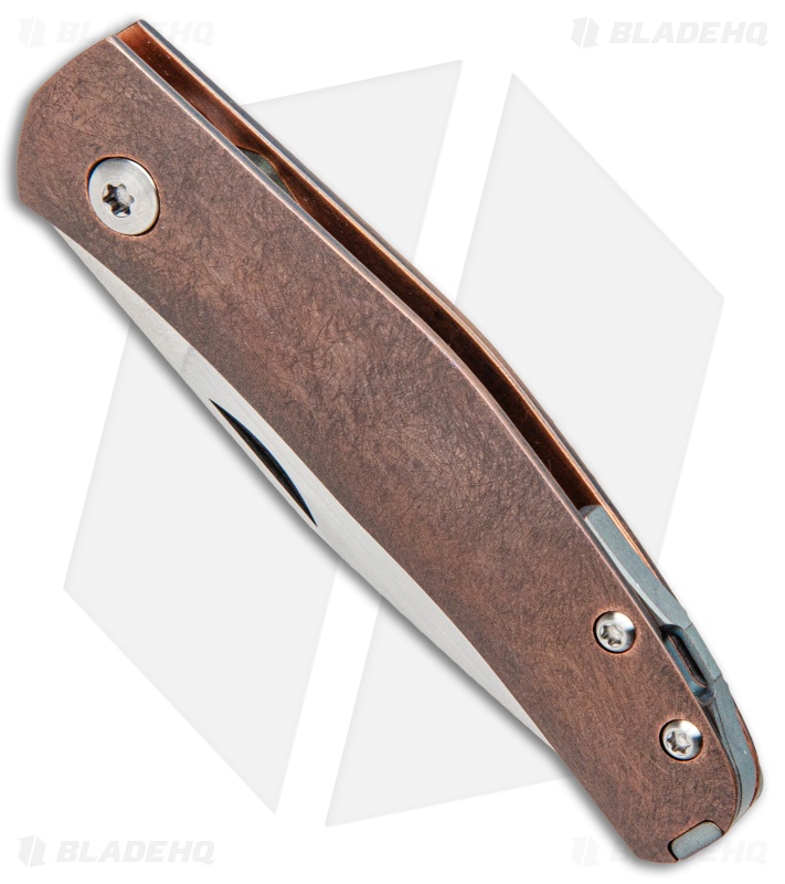 Jens Anso Knives Custom Casino Slip Joint Knife Copper w/ Ti (2.6" Satin)