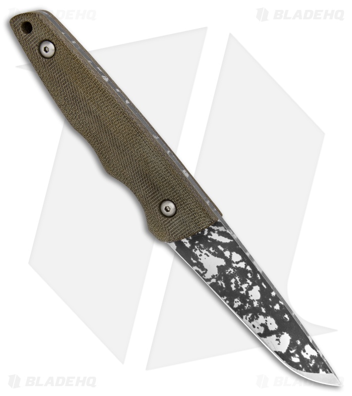 John Gray Tanto Proto Fixed Blade Knife OD Green Micarta (3.1" Mirror Camo) 