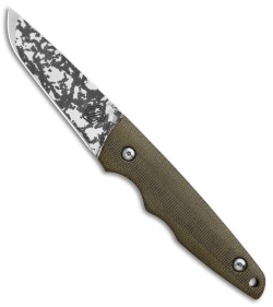 John Gray Tanto Proto Fixed Blade Knife OD Green Micarta (3.1" Mirror Camo) 