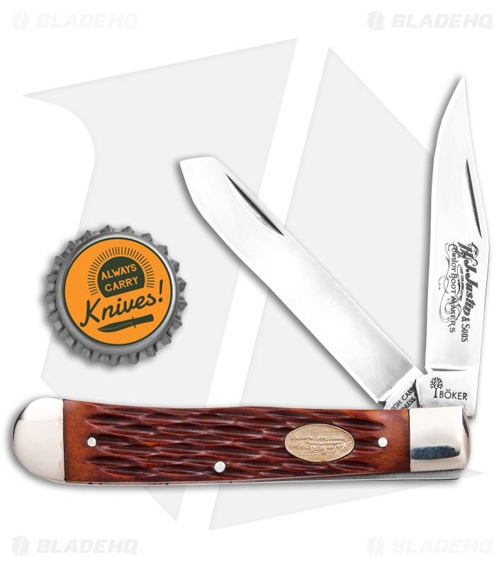 Boker H.J. Justin & Sons Trapper Knife 4" Jigged Bone