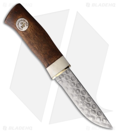 Karesuando Kniven Moose Brown Rose Birch/Reindeer Antler (3.50" Damascus)