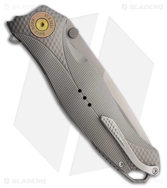 Karbon Knives Buck Horn Liner Lock Knife Gray Aluminum (3.75" Bead Blast)