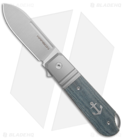 Karbon Knives Ahoy Frame Lock Knife Ti/Blue Denim Micarta (3.1" Satin)