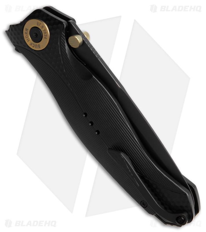 Karbon Knives Buck Horn Liner Lock Knife Black Aluminum (3.75" Black)