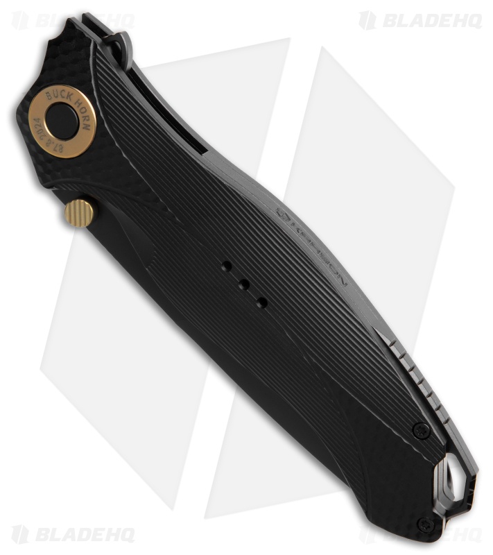 Karbon Knives Buck Horn Liner Lock Knife Black Aluminum (3.75" Black)