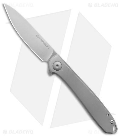 Karbon Knives Tidbit Frame Lock Knife Gray Titanium (3" Satin S35VN) Exclusive