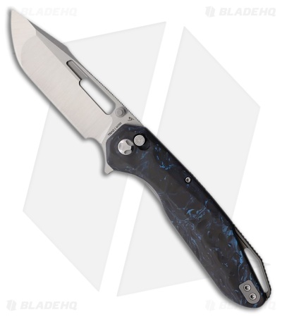 Ketuo Triad V3 Button Liner Lock Knife Blue Marbled CF (3.14" Satin)