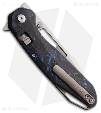 Ketuo Triad V3 Button Liner Lock Knife Blue Marbled CF (3.14" Satin)