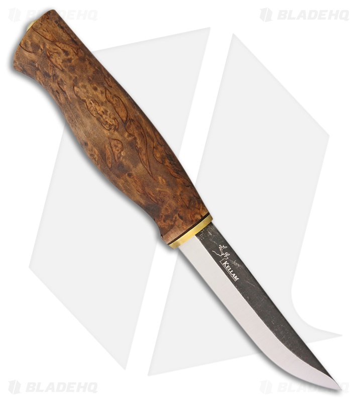 Kellam Knives Puukko Fixed Blade Knife Stained Curly Birch (3.75" Satin)