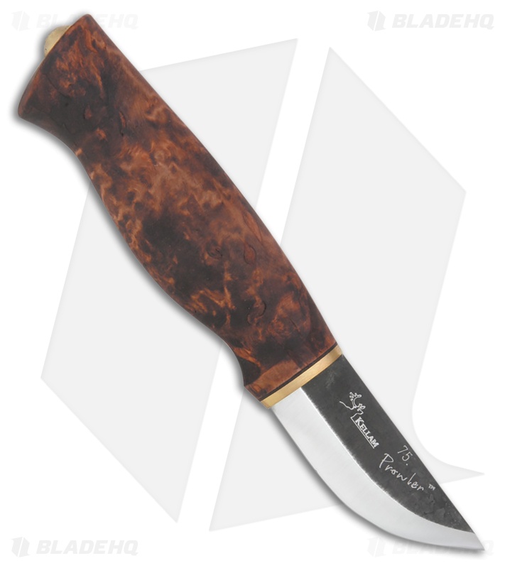 Kellam Knives Prowler Fixed Blade Knife Stained Curly Birch (2.9" Satin)