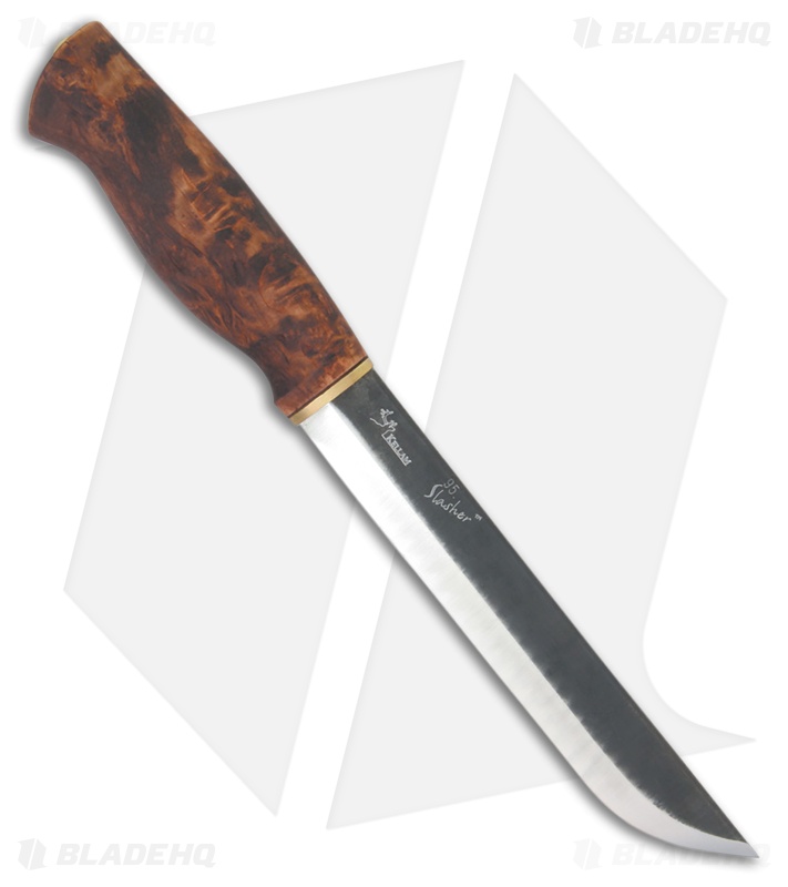 Kellam Knives Slasher Fixed Blade Knife Stained Curly Birch (7.13" Satin)