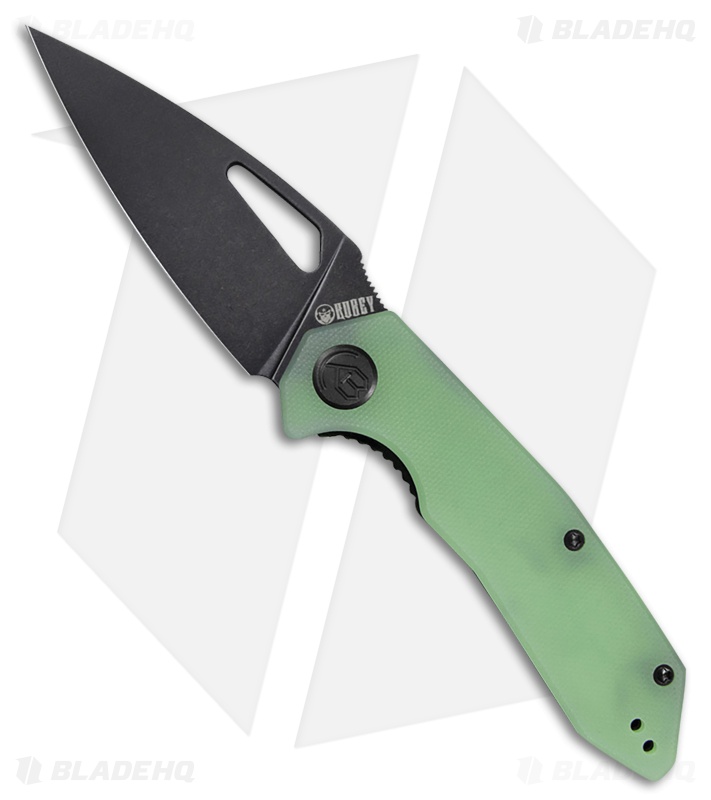 Kubey Coeus Liner Lock Knife Jade G-10 Black Stonewash D2