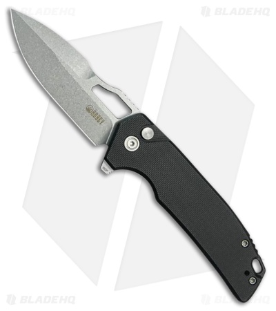 Kubey Knives RDF Button Lock Knife Black G-10 (3.11" Stonewash)