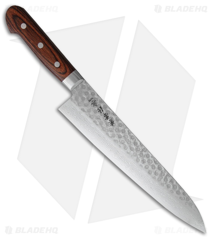 Kanetsune Gyutou Chef's Kitchen Knife  Laminated Wood (9.75" Hammered) KC901