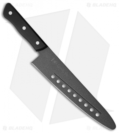 Kanetsune Gyutou Round Tip Fluorine Coated Kitchen Knife (8.27" Black)