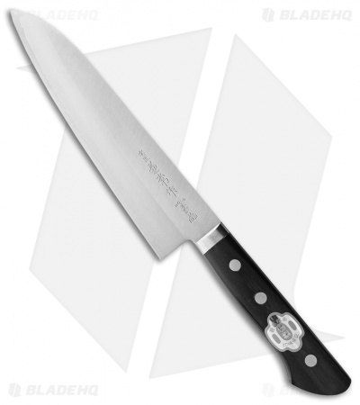 Kanetsune Kengata Kitchen Knife Smooth Black Wood (7" San Mai)  KC141