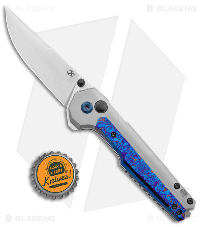 Kansept Willumsen EDC Tac Button Lock Knife Titanium/Timascus (3.25" Satin)