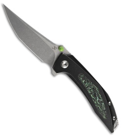 Kansept Knives Greg Schob Baku Liner Lock Knife Green Carbon Fiber/Black Ti (3.2