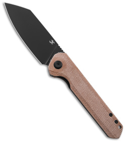 Kansept Knives Bulldozer Liner Lock Flipper Knife Brown Micarta (3.75" Black)