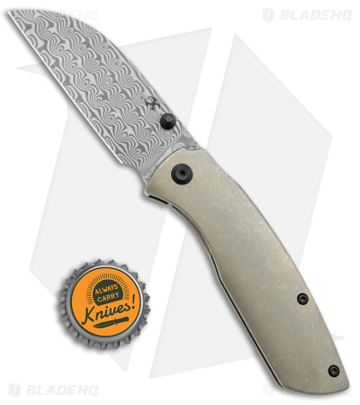 Kansept Knives Convict Frame Lock Knife Bronze Titanium (3.3" Damascus) K1023B4