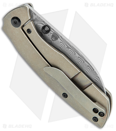 Kansept Knives Convict Frame Lock Knife Bronze Titanium (3.3" Damascus) K1023B4