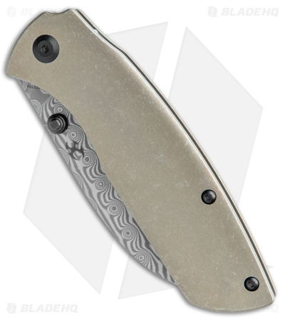 Kansept Knives Convict Frame Lock Knife Bronze Titanium (3.3" Damascus) K1023B4