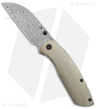 Kansept Knives Convict Frame Lock Knife Bronze Titanium (3.3" Damascus) K1023B4