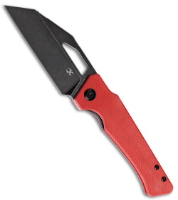 Kansept Knives Egress Liner Lock Knife Red G-10 (3.8" Black Stonewash)