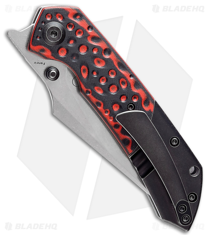 Kansept Greg Schob Fenrir Liner Lock Knife Black/Red G-10 (3.4" Stonewash) LH