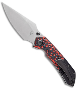 Kansept Greg Schob Fenrir Liner Lock Knife Black/Red G-10 (3.4" Stonewash) LH