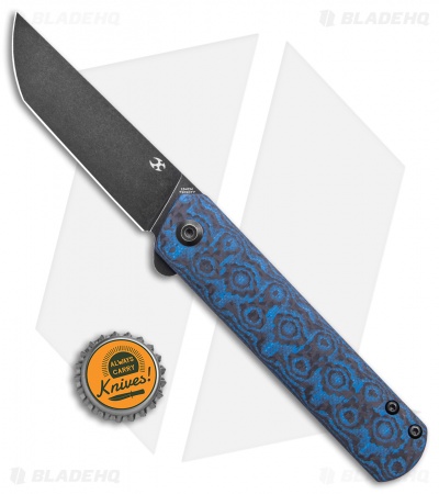 Kansept Knives Foosa Slip Joint Knife Black/Blue Carbon Fiber (3" Black SW)