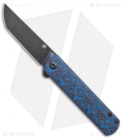Kansept Knives Foosa Slip Joint Knife Black/Blue Carbon Fiber (3" Black SW)