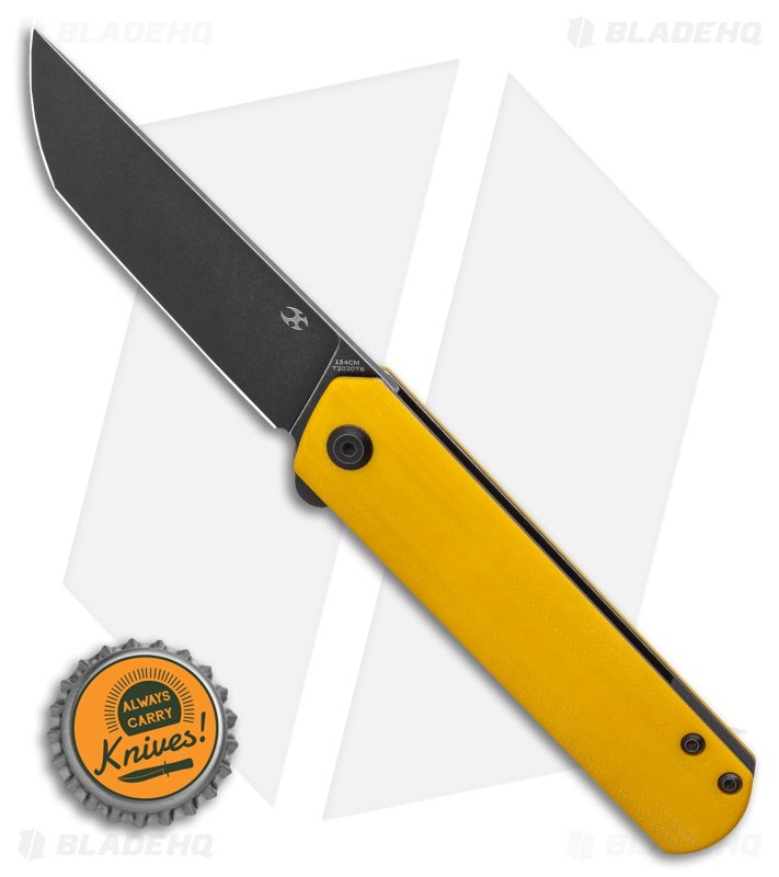 Kansept Knives Foosa Slip Joint Knife Yellow G-10 (3" Black Stonewash)
