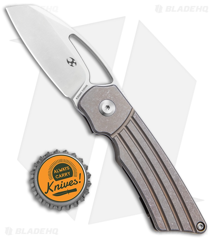 Kansept Knives Goblin Frame Lock Knife Bronze Ti Grooves (2" SW)