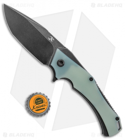 Kansept Knives Willumsen Hellx Jade G-10 Liner Lock Knife (3.62" Black SW D2)