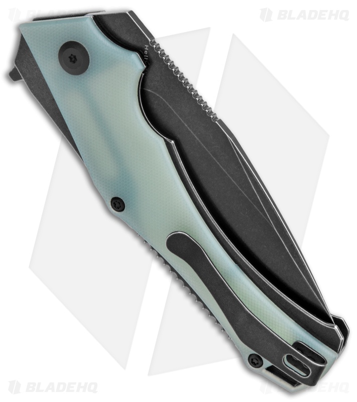 Kansept Knives Willumsen Hellx Jade G-10 Liner Lock Knife (3.62" Black SW D2)