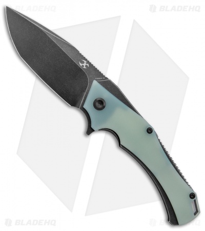 Kansept Knives Willumsen Hellx Jade G-10 Liner Lock Knife (3.62" Black SW D2)