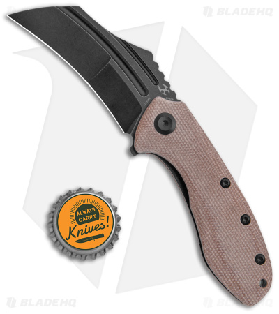 Kansept Knives KTC3  Hawkbill Liner Lock Knife Brown Micarta (3" Black) T1031B2