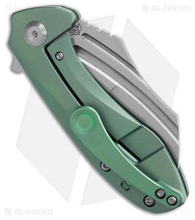 Kansept Knives KTC3 Hawkbill Frame Lock Knife  Green Titanium (3" Stonewash) 
