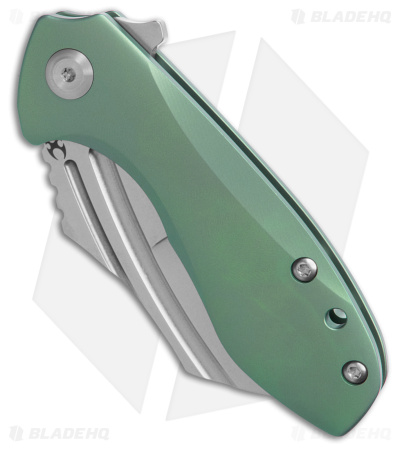 Kansept Knives KTC3 Hawkbill Frame Lock Knife  Green Titanium (3" Stonewash) 