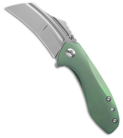 Kansept Knives KTC3 Hawkbill Frame Lock Knife  Green Titanium (3" Stonewash) 